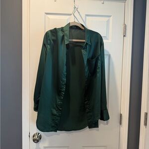 Nasty Gal Dark Green Satin Top
